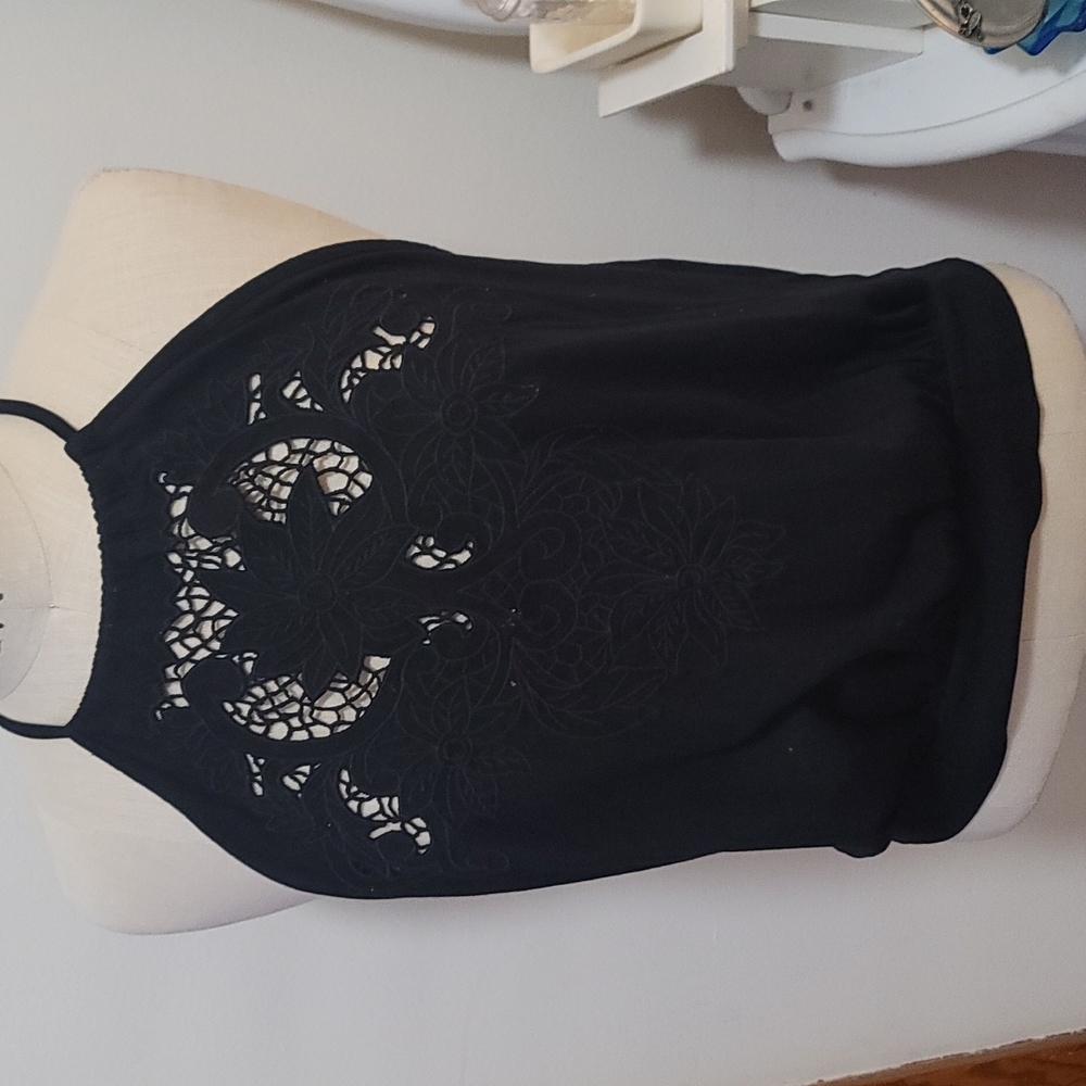 Express embroidery cut out floral halter